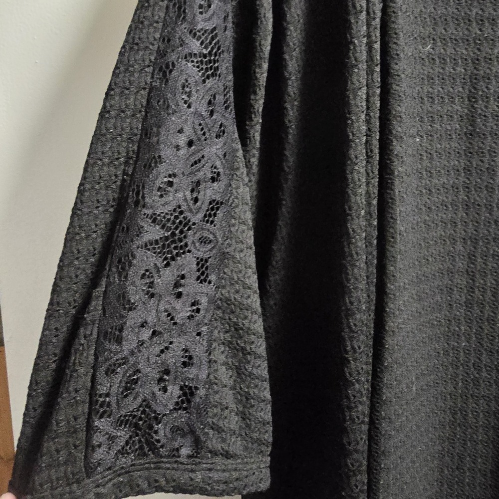 Bloomchic Womens Black Lace Embroidered Kimono Swimsuit Cover Up 28 Festival - Picture 10 of 15